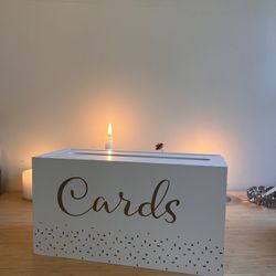 Simple White and Gold Wedding Card Box 