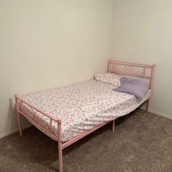2 Pink Metal Bed Frame New 