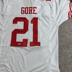 Frank Gore Signed Autograph Custom Jersey - Beckett Coa - San Francisco 49ers