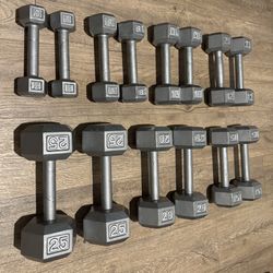 Beautiful Set Of Hex Cast Iron Dumbbells  In NEW CONDITION Total: 190 lbs
