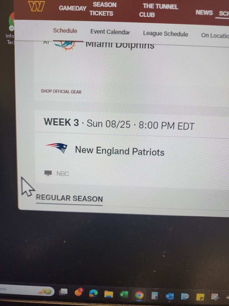 Commanders Vs. NE Patriots Sun 8/25 @ 8pm