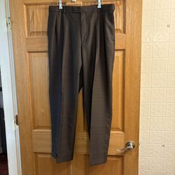 Louis Raphael Rosso 38x30 Mens Slate Pleated Front Dress Pants Expandable Waist 