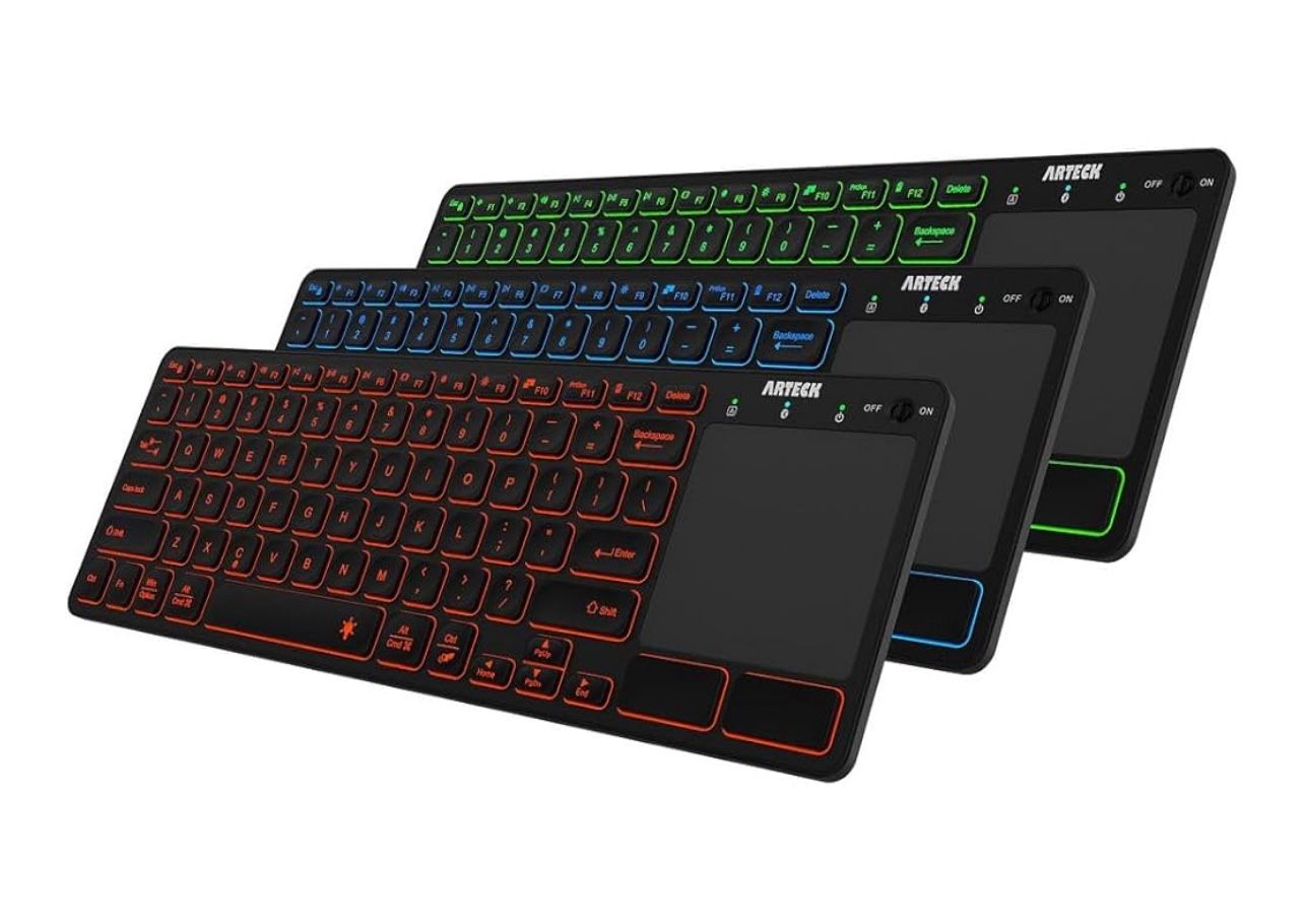 Arteck Universal Backlit 7-Colors Bluetooth Touch TV Keyboard with Easy Media Control. NEW