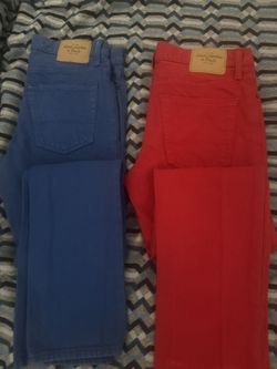 Abercrombie & Fitch Button Fly Skinny Denim Jeans 30/32 Red&Blue Mens Pants 2 Pc