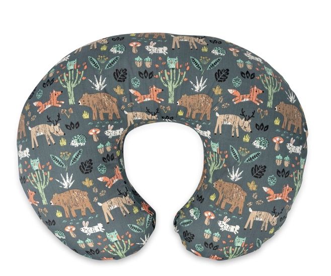 Boppy Nursing Pillow And Positioner—Original | Green Forest Animals | Breastfeeding, Bottle Feeding, Baby Support | With Removable Cotton Blend Cover 