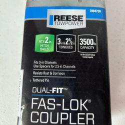 Reese  Dual-Fit Coupler Compatible WithDual-Fit Fas-Lok Straight Hitch Coupler 2" Dia 3.5K lb 2-1/2" & 3" Channel Width



REESE Towpower class