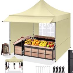 10x15 Pop up Canopy Tent Heavy Duty with 4 Sidewalls, Easy Set-up Commercial Outdoor Party Tent, 100% Waterproof Wedding Canopy Gazebo, 3 Height