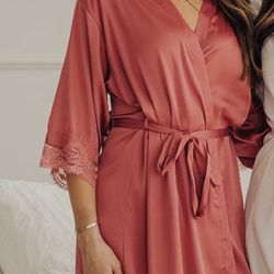 Silk Lace Robe In Rose Pink Very Soft