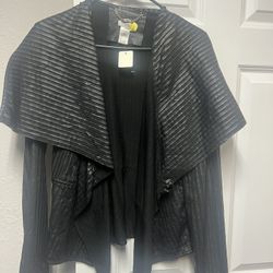 Faux Leather Cardigan