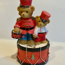 Cherished Teddies Drummer Boy Figurine Brock and Sheldon  Avon - 2004  #0000919