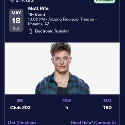 Two Tickets To Go See Matt Rife, May 18 At 10 Pm
