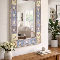 Artisan Tile Beach Coastal Handcrafted Decorative Wood Mirror – Boho / Coastal / Artisan Frame