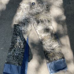 RealTree custom denim flared camo pants