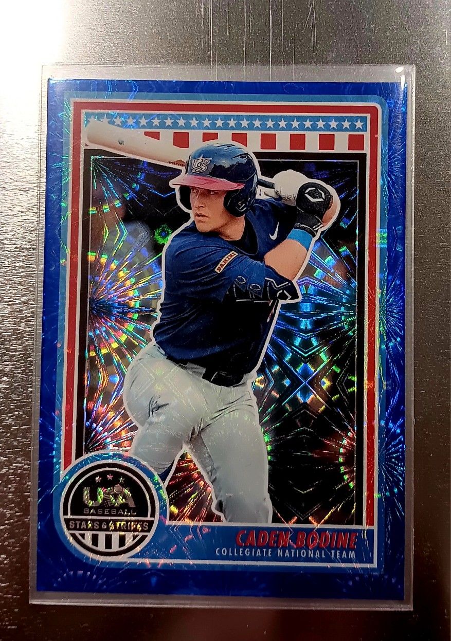 Caden Bodine Blue Refractor card#21 /75 Panini Stars And Stripes