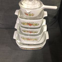 Not Available  Vintage Set Of 10 PCs  Corning  Ware  With Pyrex  Cover  