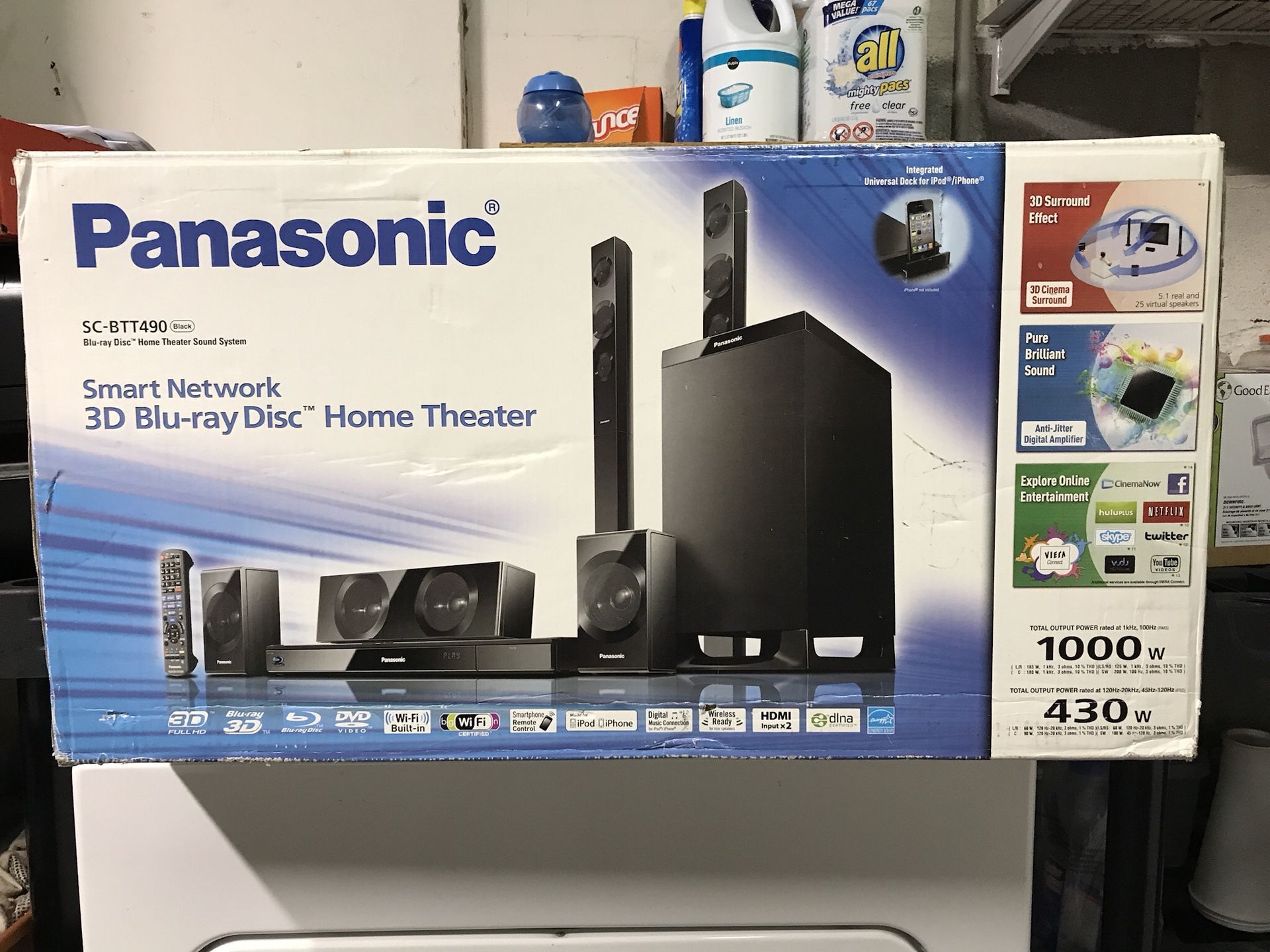 Panasonic SC-BTT490 Smart Network 3D Blu-ray Disc 5.1 Channel, 1000 Watt Home Theater System For Sale; Like New Condition