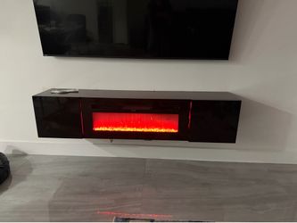 Fireplace floating tv stand