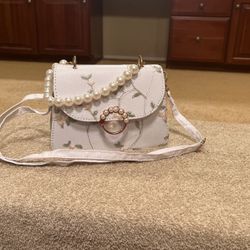Really Pretty Purse With Ivory Flowers And Leaves Never Used