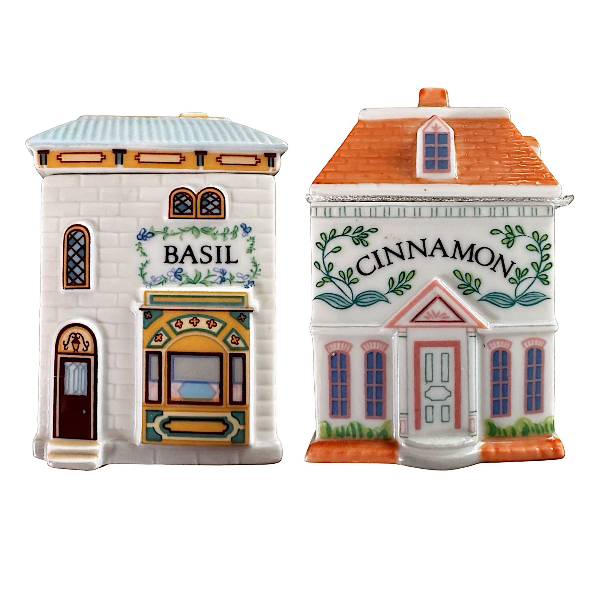 LENOX The Lenox Spice Village Porcelain Jar Set (set of 2) Lid Cinnamon & Basil
