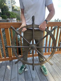 Large Antique Decorative Solid Brass Boat Wheel 