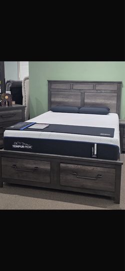 King size bed frame Platform Bed Frame with Wooden Headboard and Footboard, Heavy Duty 12 Metal Slats Support, No Box Spring Needed, Under-Bed Storage