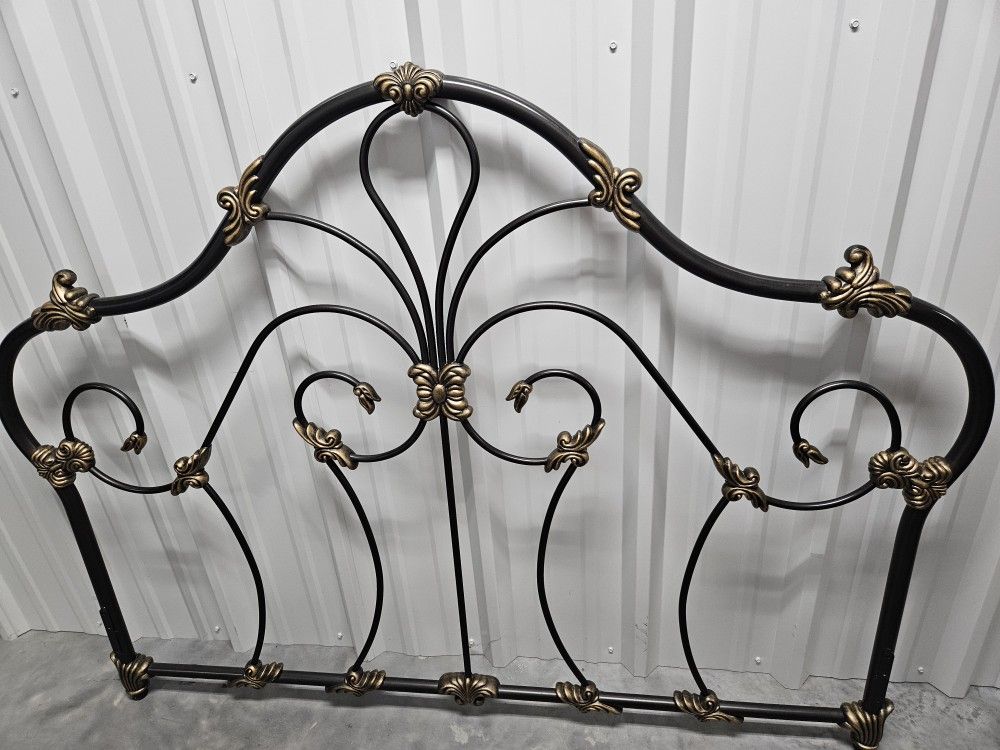 Brass And Black Metal Headboard And Foot Board