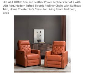 Genuine Leather Orange Recliner