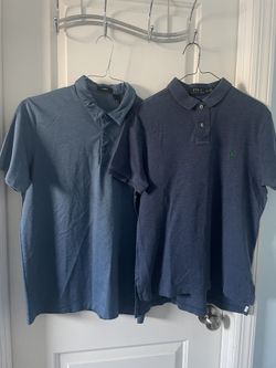 2 designer mens polo Ralph Lauren and Theory short sleeve shirts Medium