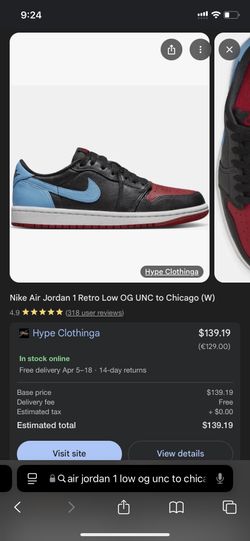 Nike Air Jordan 1 Retro Low OG UNC to Chicago (w) New Unused No Box