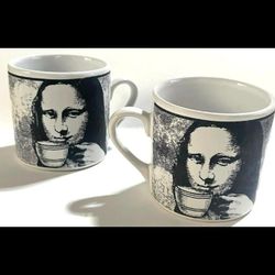 Mona Lisa Espresso Demitasse Coffee Tea Cups Mug Set of 4 Riviera Van Beers Signature