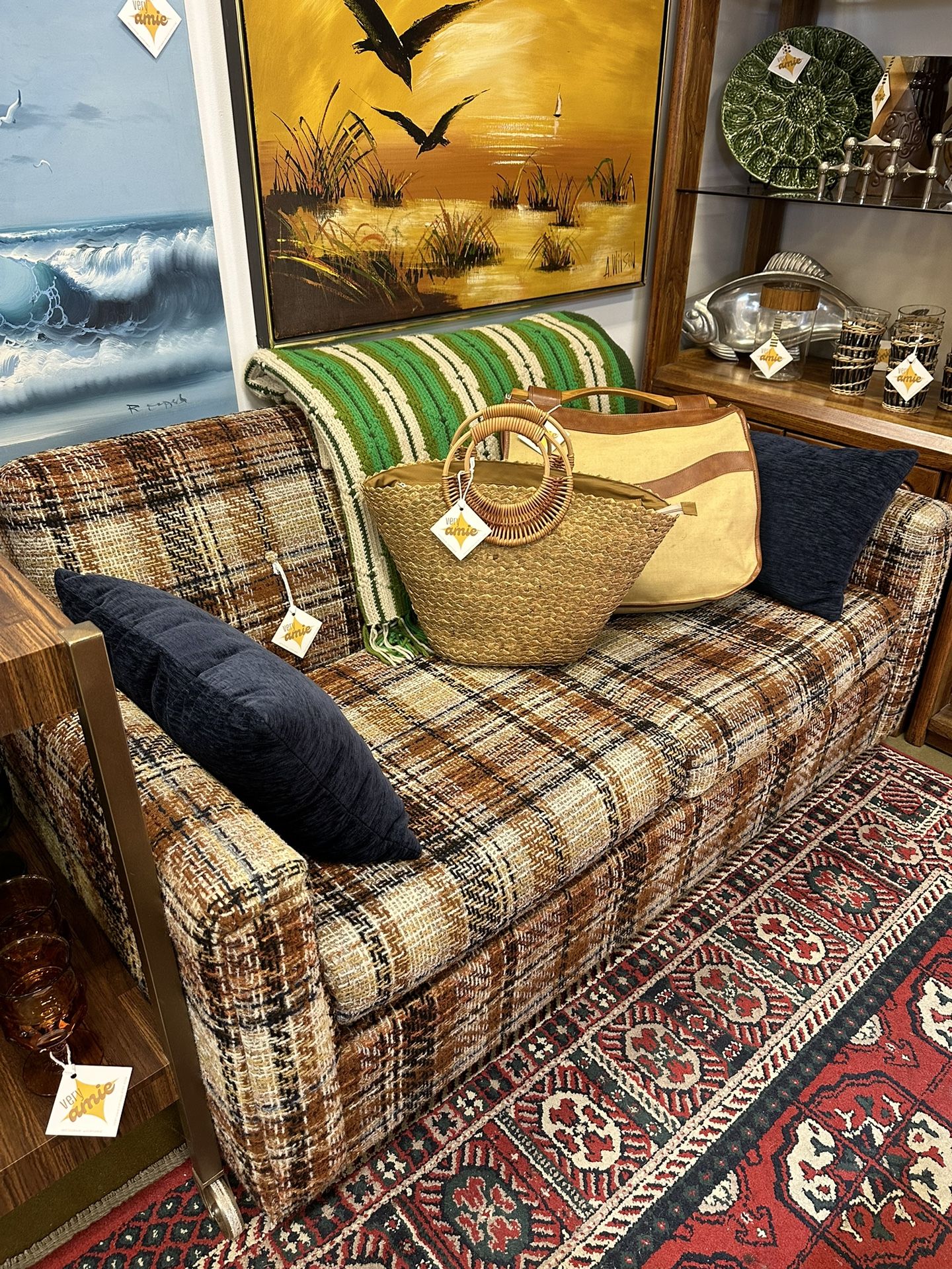 Vintage Plaid Loveseat Couch