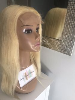 Human Hair lace front wig 613 Blonde 18” (closure top)