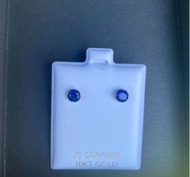 10KT Gold Lab-Grown Sapphire Stud Earrings