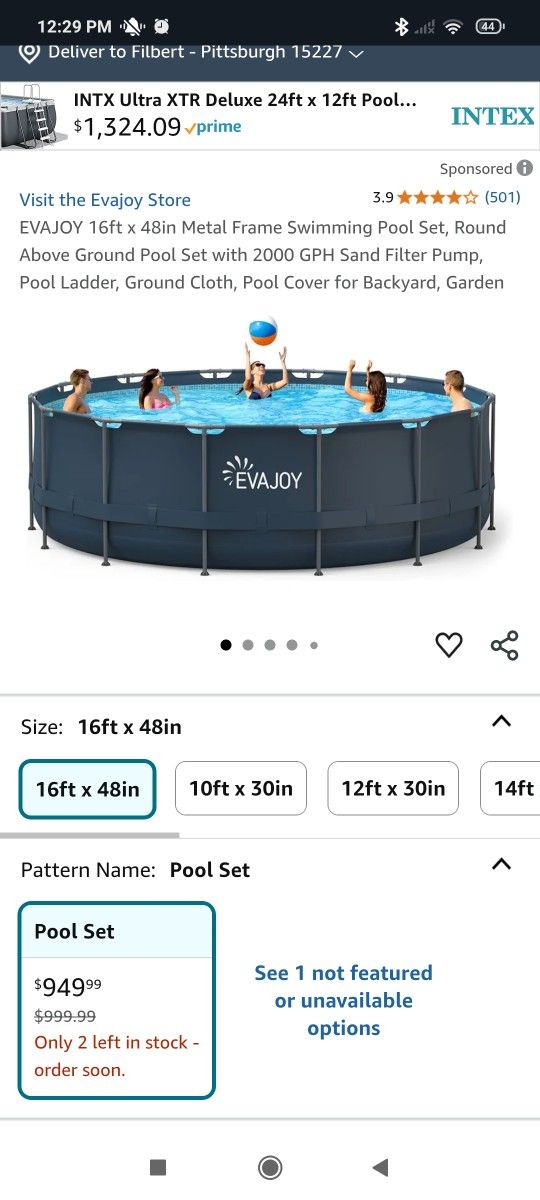 EVAJOY Metal Frame Swimming Pool Set