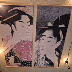 2 Geisha Scroll Wall Art Decor