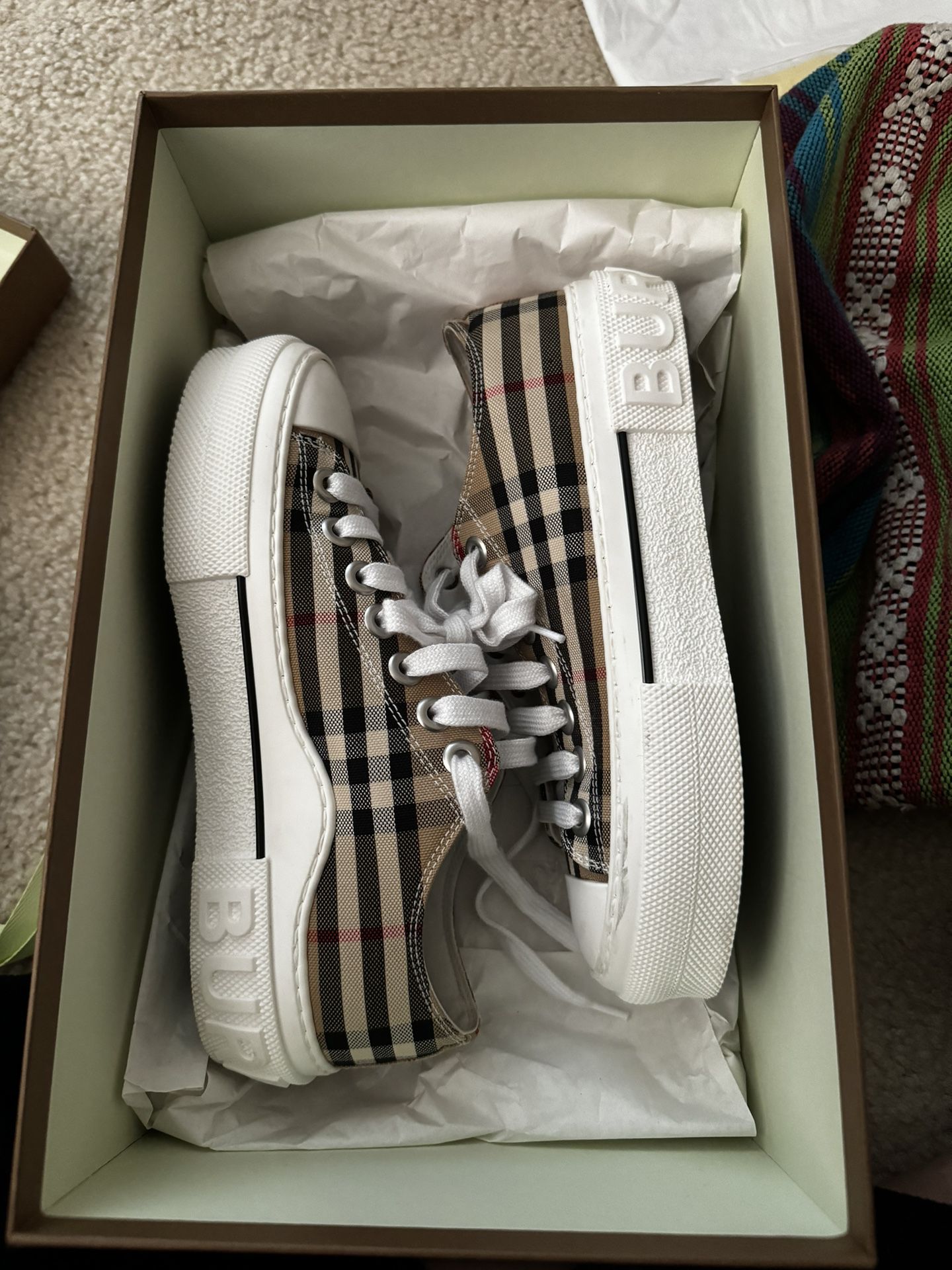 Burberry Sneakers, Size 36.5, Black And Brown