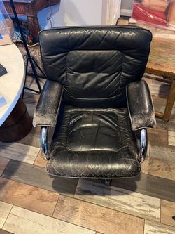 Leather Chair Vintage Stainless Steel 