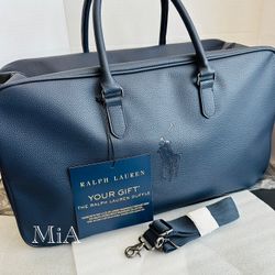 Ralph Lauren Polo Travel / Weekend Bag With Side Pocket + Strap (Dark Navy Blue)