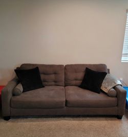 Gray Microfiber Tufted Two-Seat Sofa
