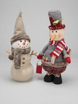 Set of 2 Rustic Plush Christmas Snowmen — $35