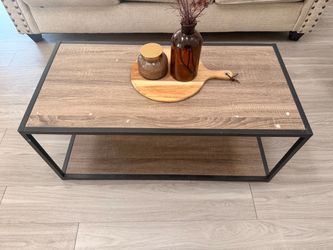 Modern Industrial Wood looking & Metal Coffee Table