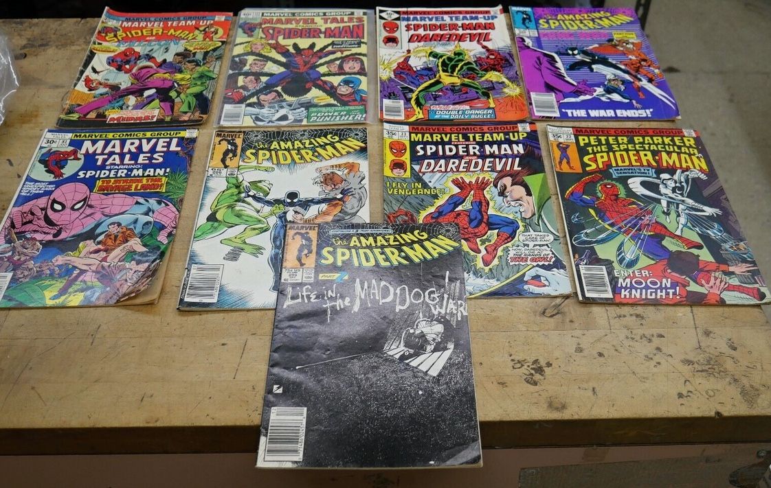 LOT 9 MARVEL AMAZING SPIDER MAN COMIC BOOKS 30 FEB 112 FEB 56 APR 288 MAY 81 JUL 266 JULY 73 SEPT 22 SEPT 295 SEPT