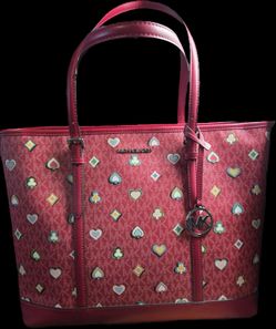 Michael Kors Red Card Suit Print Handbag