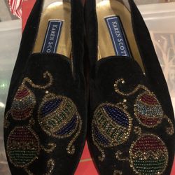 Black Velvet Christmas Flats Size 7