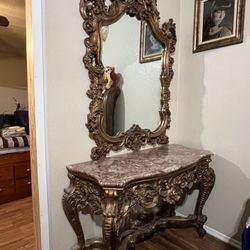 Mirror & Side Table Set For Sale 