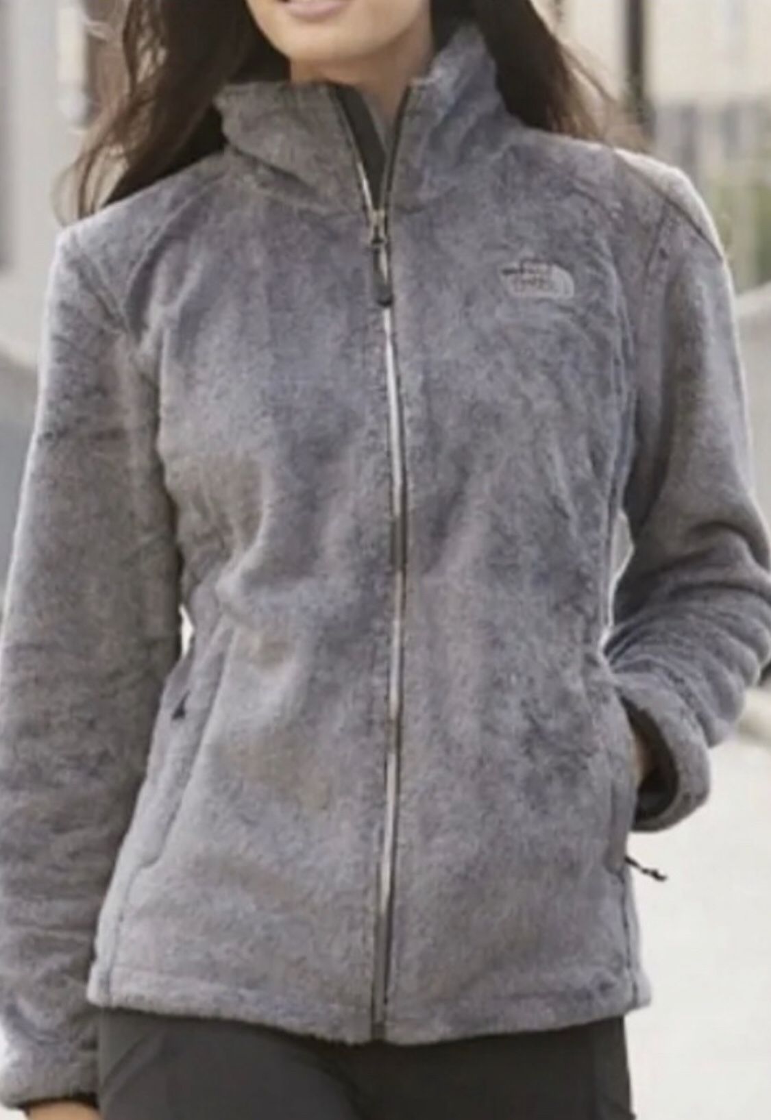 The North Face Women’s Medium OSITO Fitted Fleece Full Zipper Jacket Gray