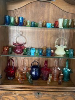 Fenton vintage glass shoes and basket