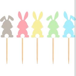 Giga Gud 30 PCS Easter Cupcake topper Bunny Cupcake Toppers Easter Egg Cupcake Topper Rabbit Easter Party Cake Topper Decorations (style 11)