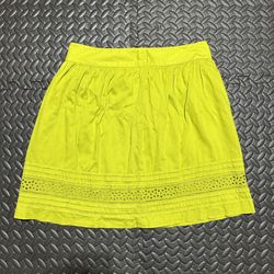 Ann Taylor LOFT Eyelet Mini Skirt Women’s Size 0 Petites Cotton Green Zip 0P