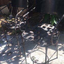 2 Iron Bar Stools Heavy Duty